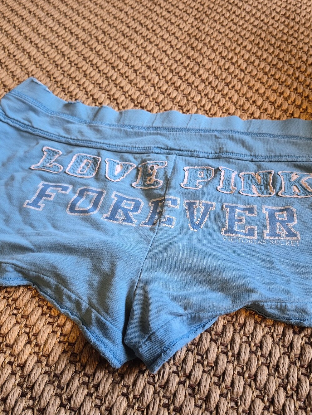 PINK Victoria's Secret Light Blue Logo Shorts
